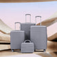 4-Piece PP Spinner Wheel Luggage Set with Cosmetic Case, Light Gray