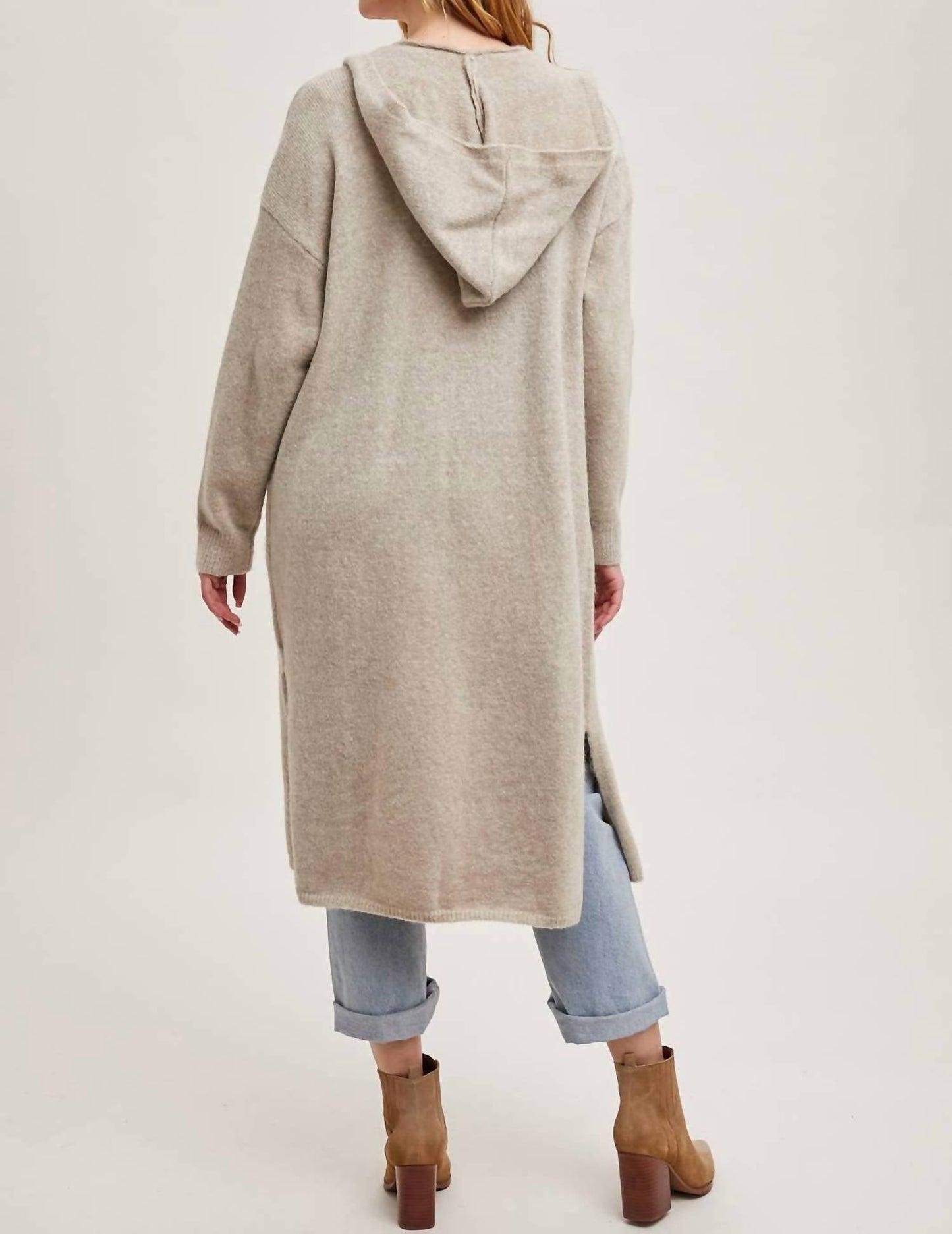 Bluivy - Longline Hoodie Drape Open Front Cardigan