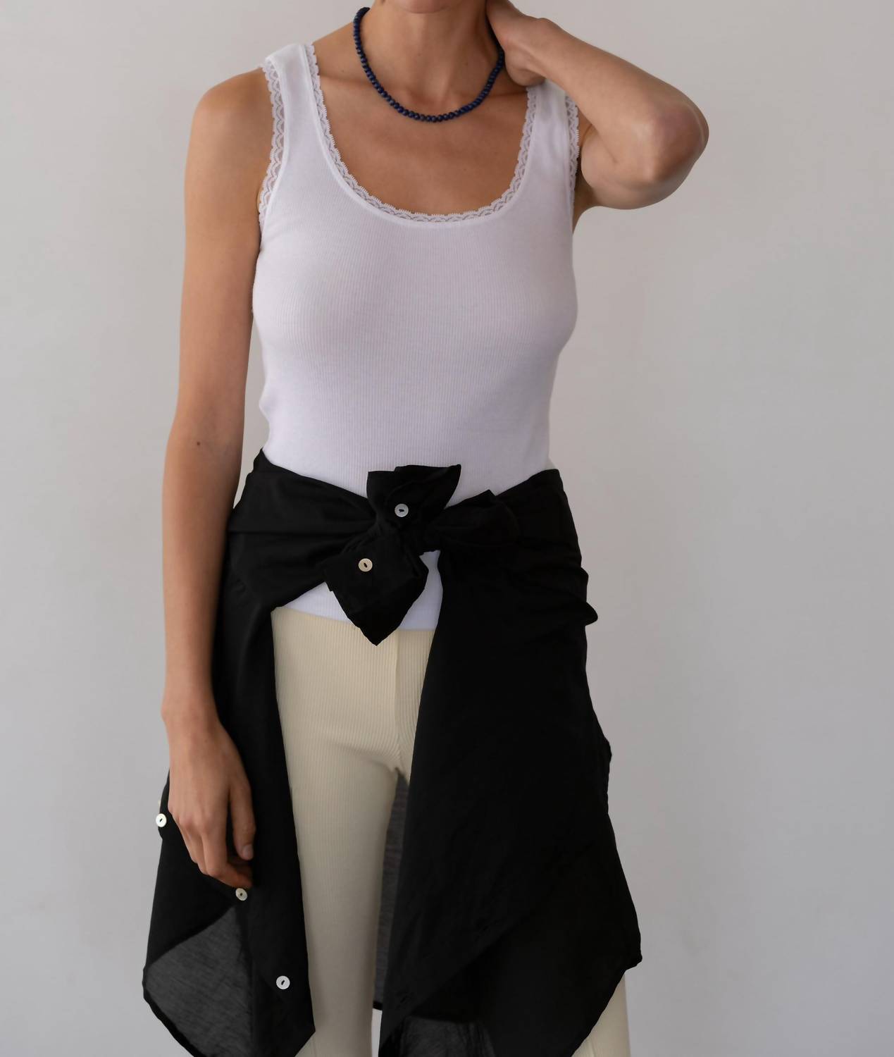 Donni. - Vintage Rib Lace Tank Top