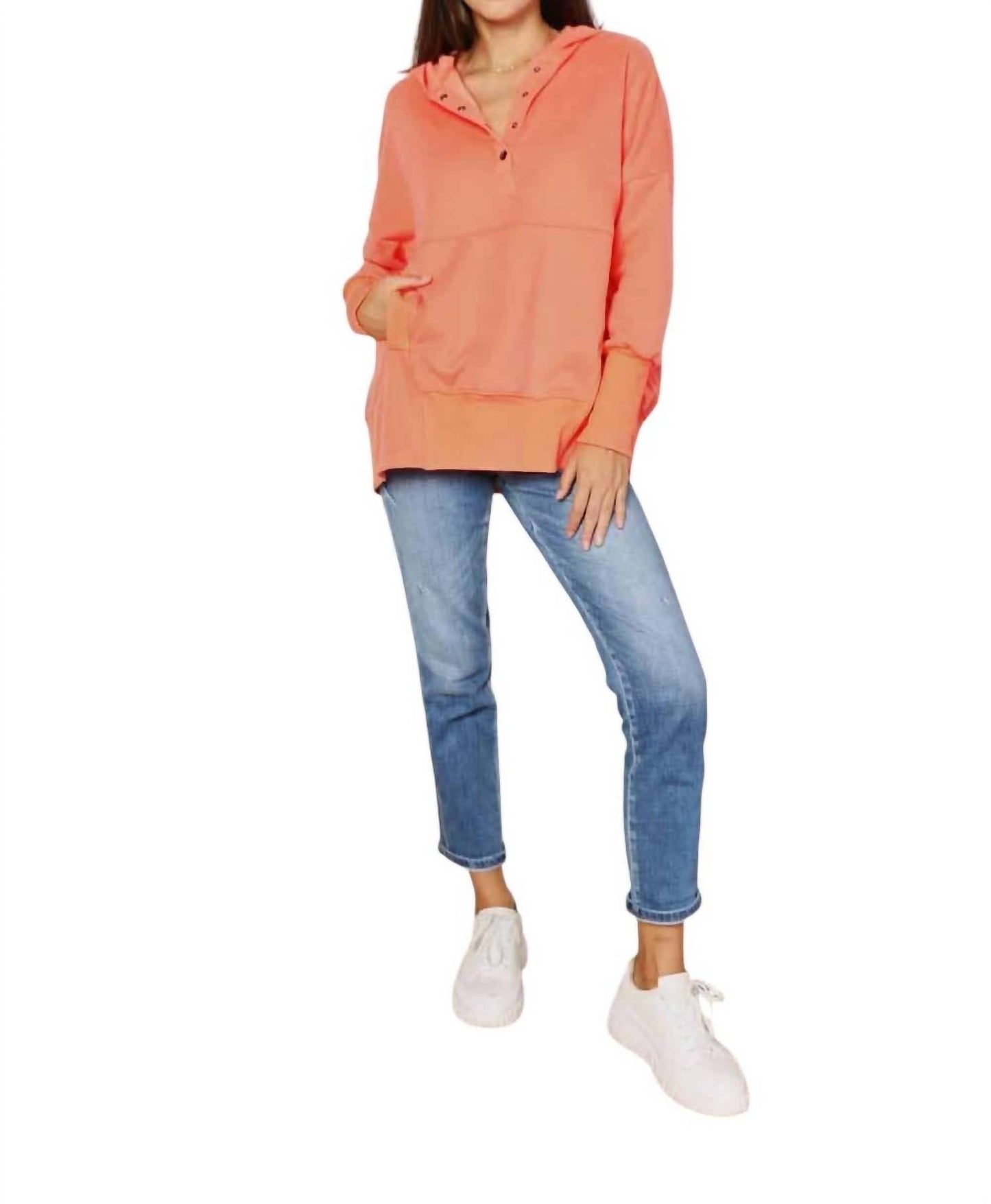 Double Take - Quarter-Snap Dropped Shoulder Hoodie