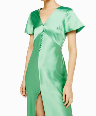Topshop - Vestido midi de cetim com corte enviesado e manga anjo