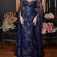 Ladivine - Strapless Fitted Gown With Lace Cape