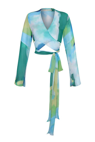 Nelblu - Blusa transparente com decote em V Ada