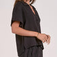 Elan - Short Sleeve V-neck Gauze Top