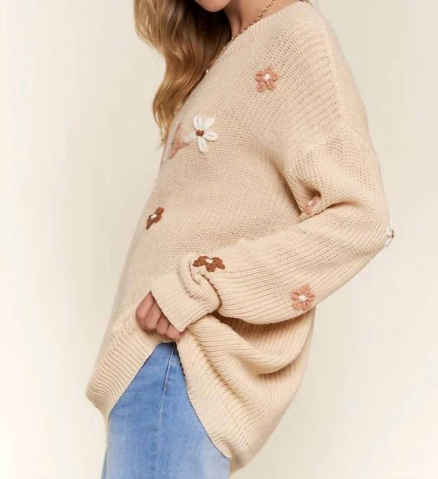 A Thousand Words - Hello Flower Embroidery Sweater