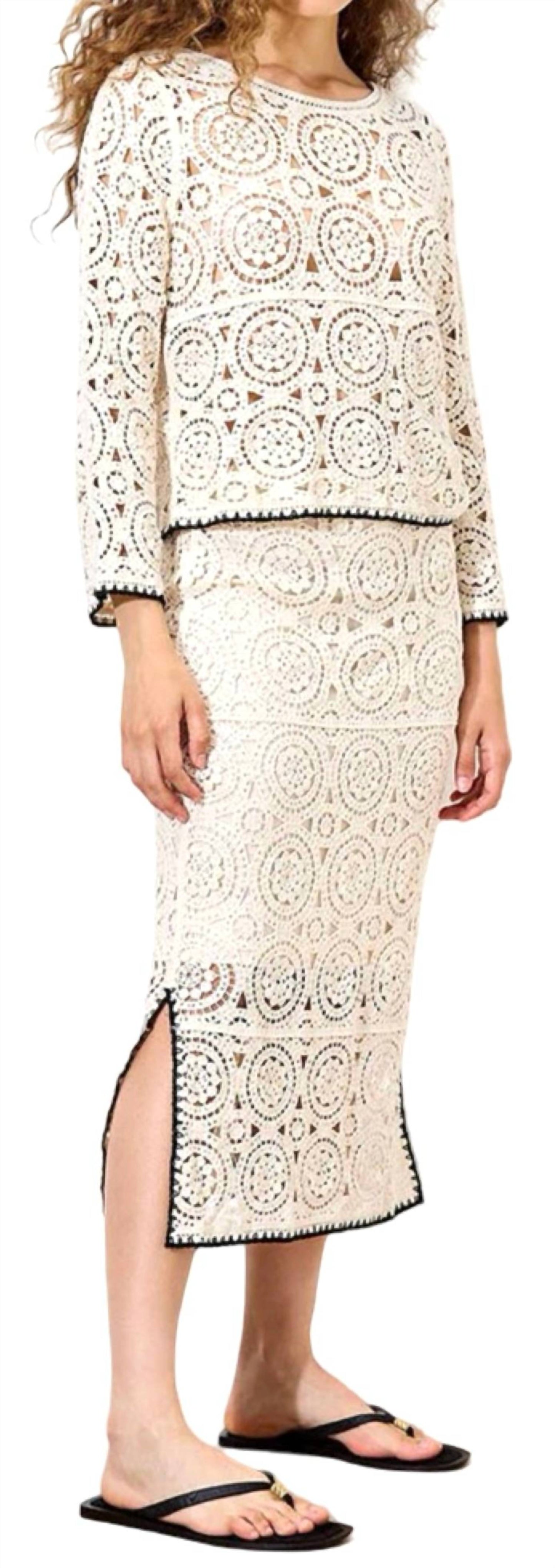 Apricot - Crochet Midi Skirt