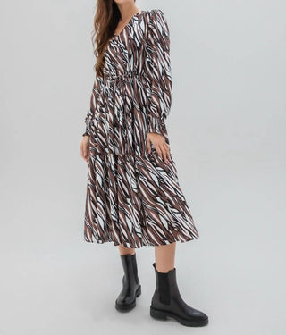 Vestido midi com estampa abstrata Marble