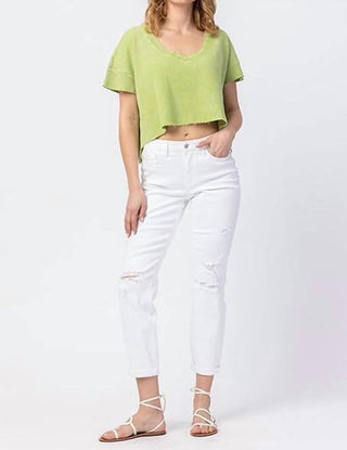 Judy Blue - Calça Jeans Boyfriend Destroyed de Cintura Média