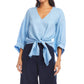 Karen Kane - Blouson Sleeve Linen Tie-Front Top