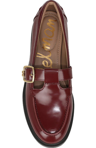 Sam Edelman - Mocassim feminino Elaina de couro com fivela e detalhes na cor preta