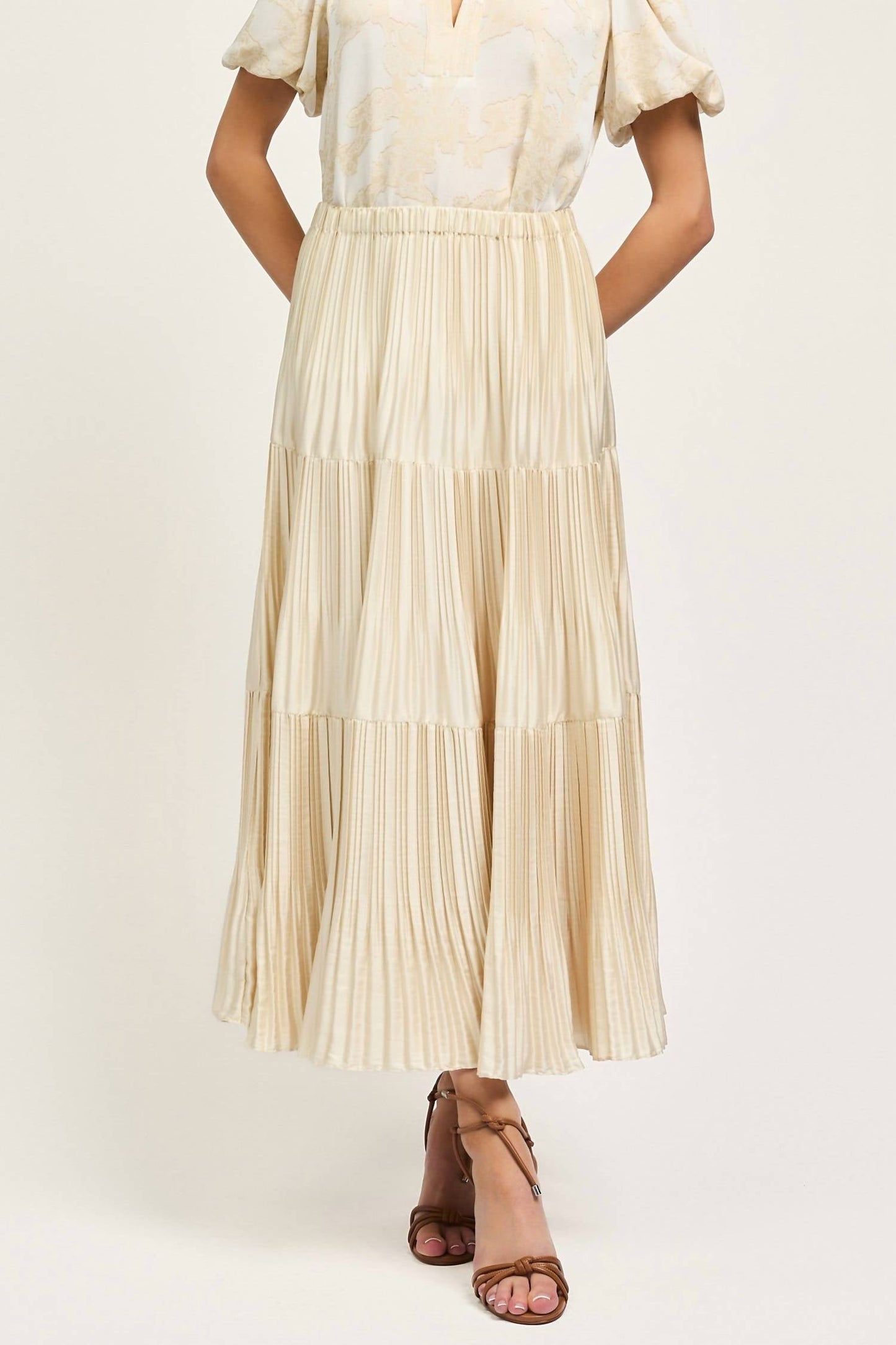 Current Air - Luella Pleated Shimmering Midi Skirt