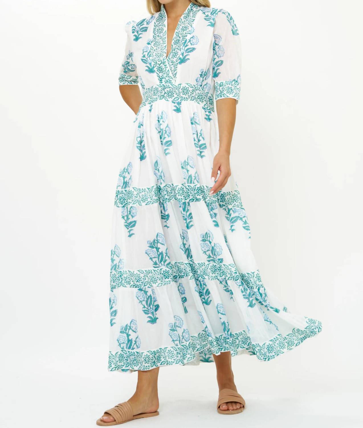 Oliphant - V-neck Cuffed Maxi Dress