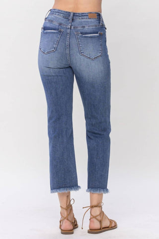 Judy Blue - Calça Jeans Reta Destroyed de Cintura Alta