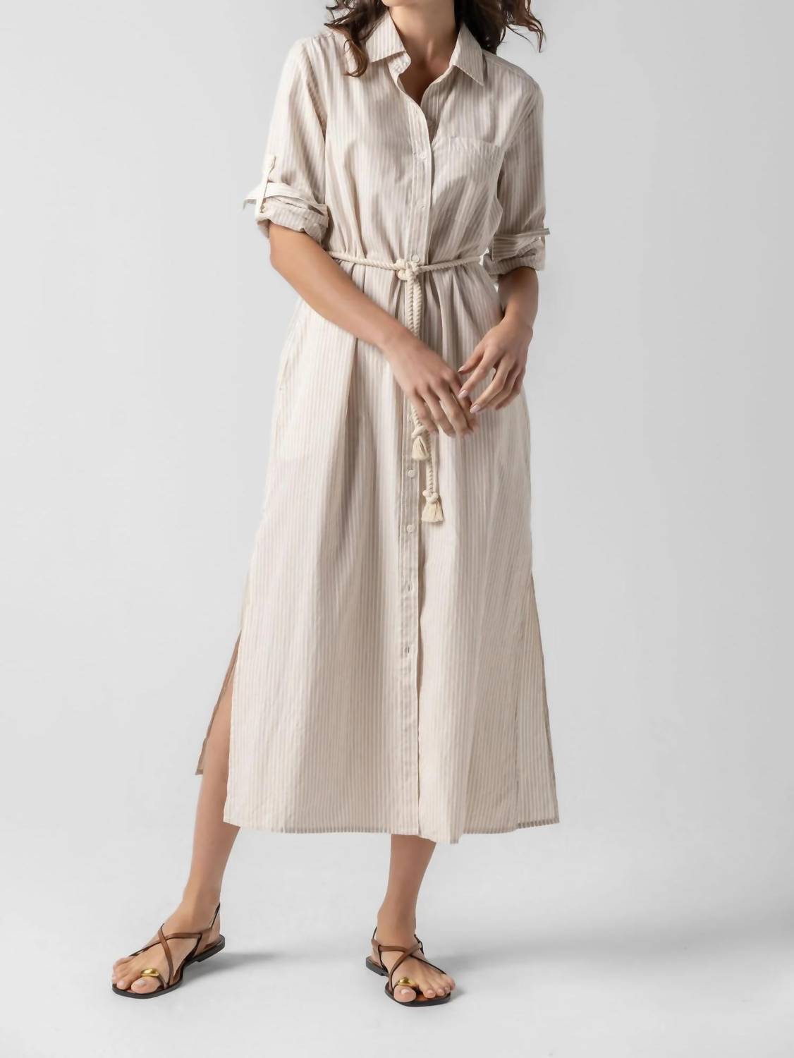 Lilla P - Striped Maxi Shirt Dress
