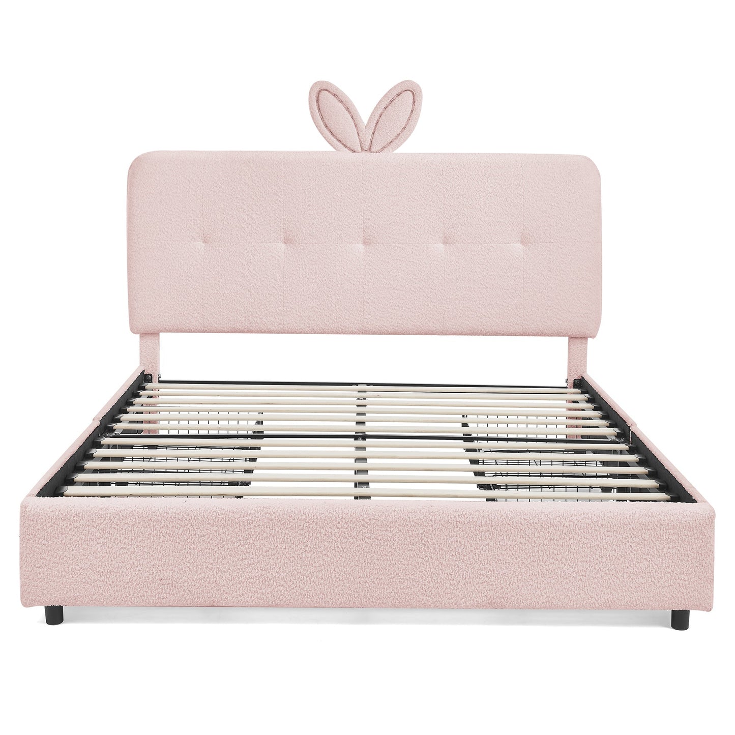 Full Size Kids Upholstered Bed with Oversized Rabbit Ear Headboard