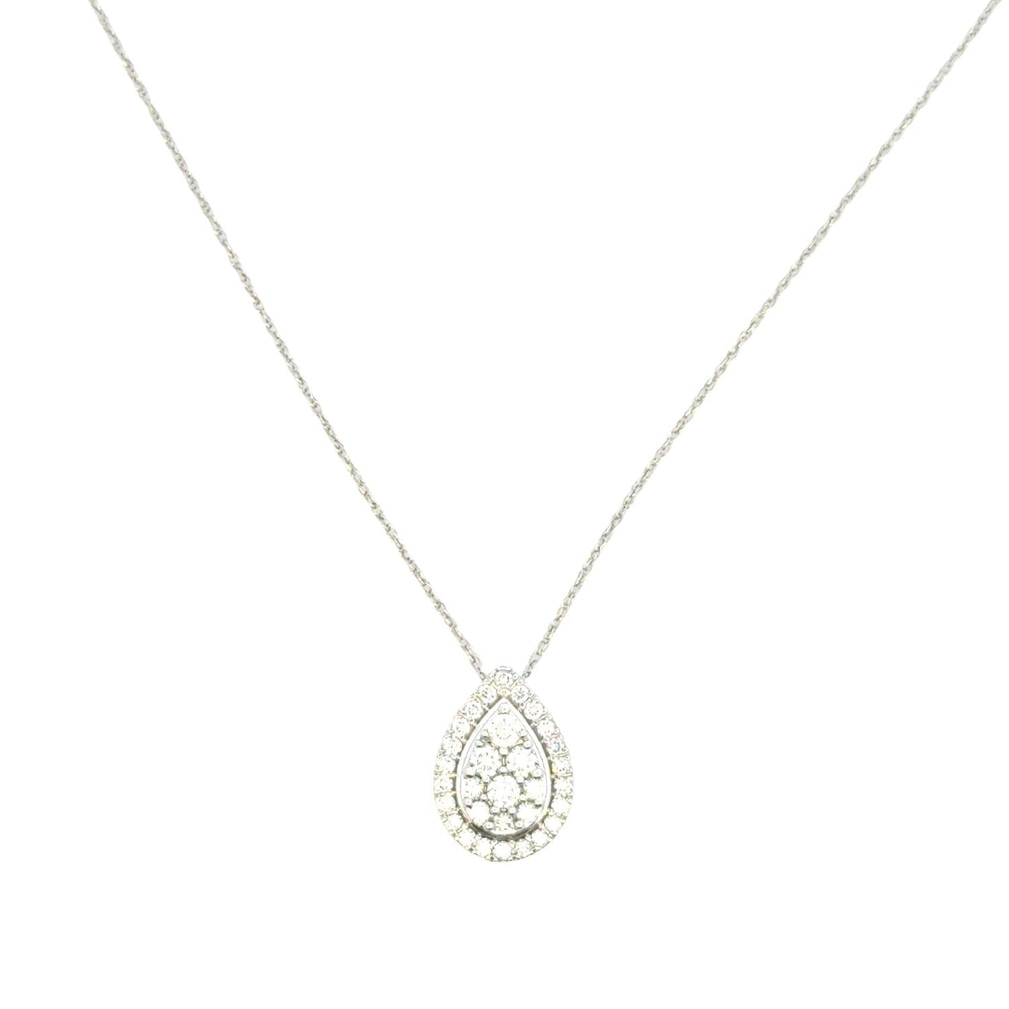 Aamiaa - 0.53 Carat Natural Diamond Pear Halo Cluster Pendant