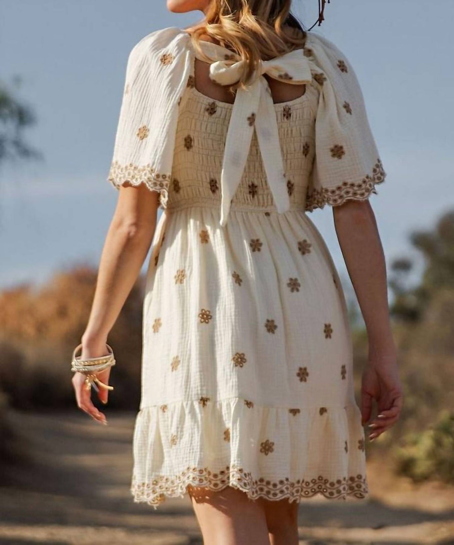 Easel - Floral Cottong Gauze Dress