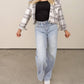 26 International - Plaid Cropped Shacket With Removable Hood