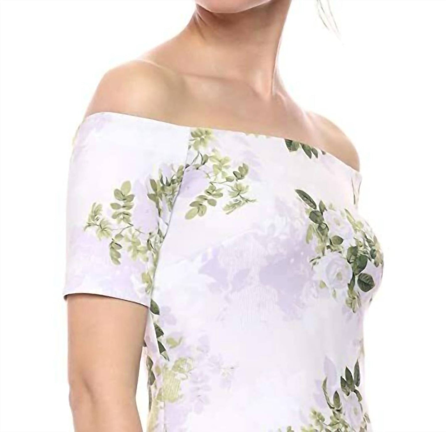 Calvin Klein - Floral Print Off The Shoulder Scuba Dress
