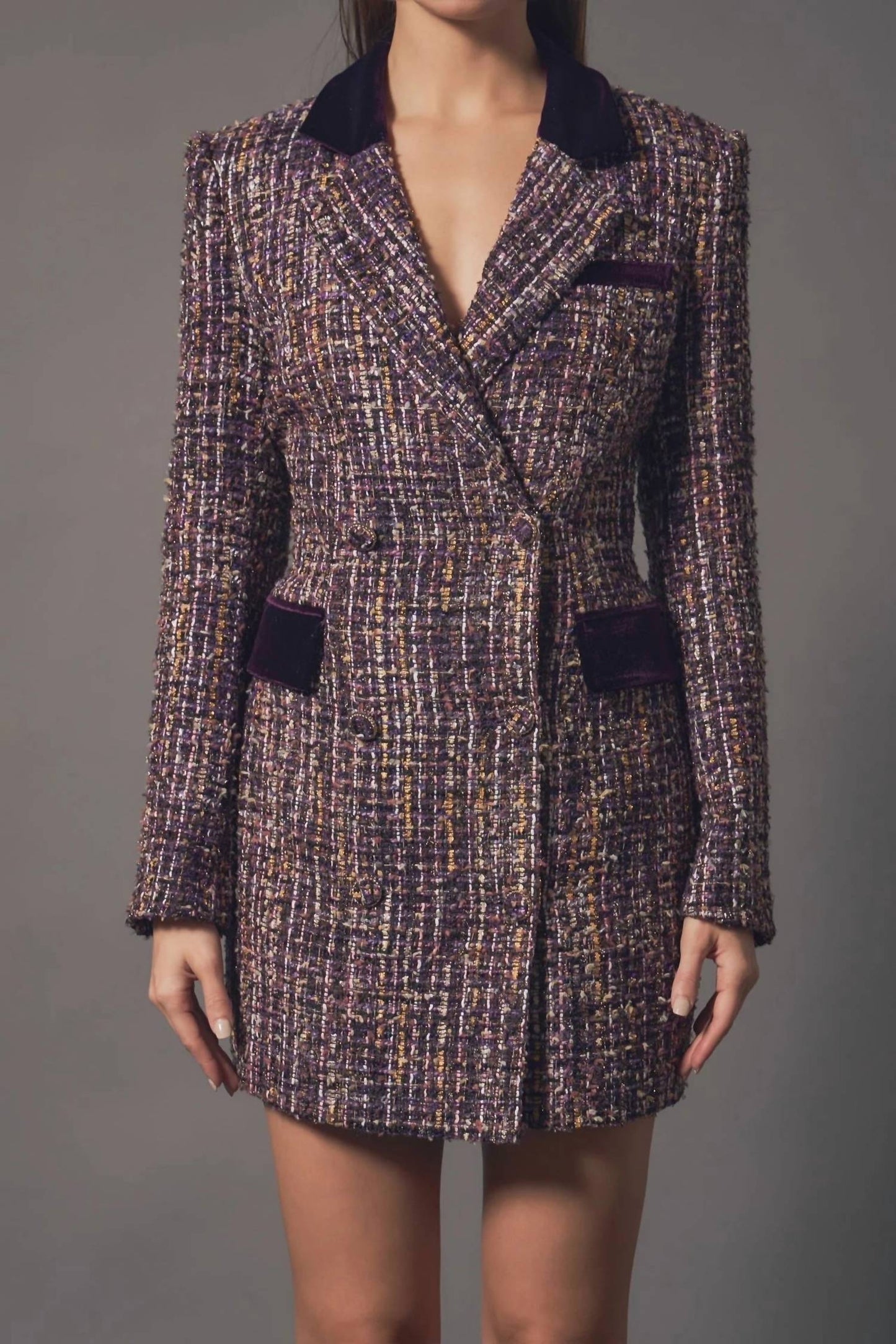 2.7 August Apparel - Tweed Blazer Mini Dress