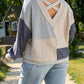66Disco - Textured Colorblock Patchwork V-neck Top - Plus