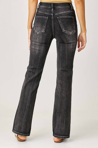 Risen - Calça Jeans Reta de Cintura Alta com Fenda Lateral