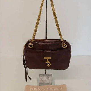 Rebecca Minkoff - Bolsa torradeira feminina de couro com alça de corrente