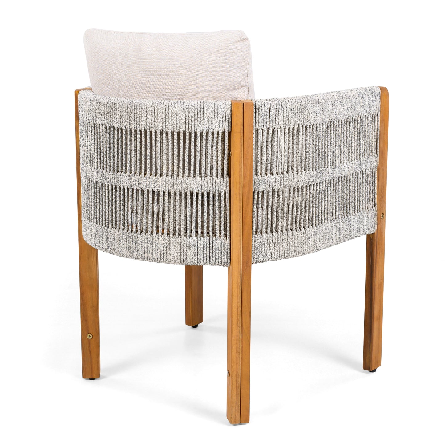Acacia Wood Outdoor Dining Chairs 2-Pack with Beige Cushions