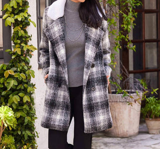 Karen Kane - Casaco com gola de pele de carneiro