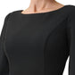 Adrianna Papell - Boat Neck 3/4 Sleeve Feather Trim Embellishment Midi Dress
