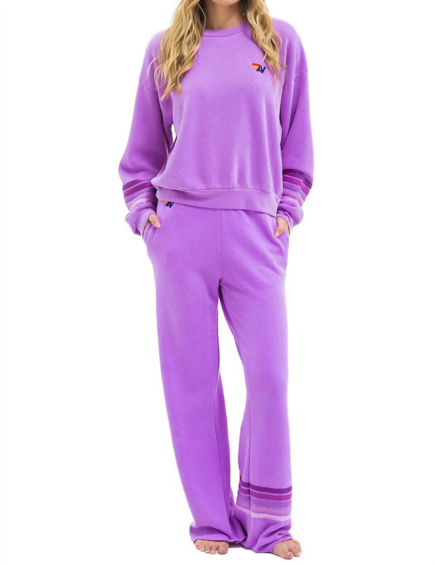 Aviator Nation - Rugby Stitch Wide Leg Pocket Sweatpant