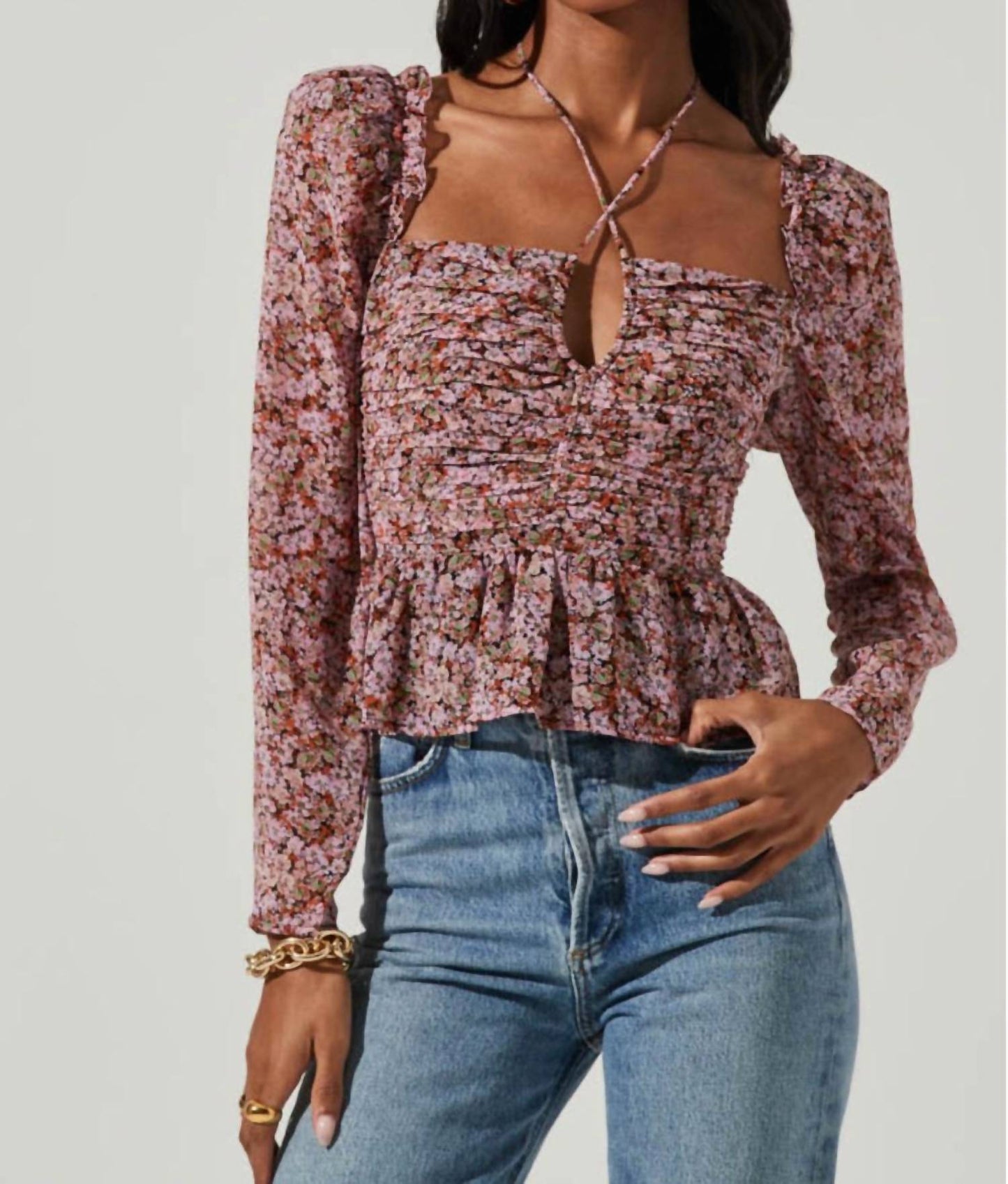 Astr - Toni Strappy Peplum Top