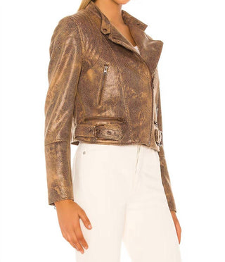 Free People - Jaqueta de couro vegano Fenix ​​Snakeskin Moto