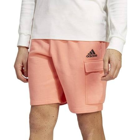 adidas-mens-essentials-fleece-cargo-shorts-coral-orange