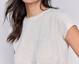 Charlie B - Cap Sleeve Tee with Chest Pocket Detail