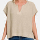 Zenana - Short Sleeve Side Slit Sweater