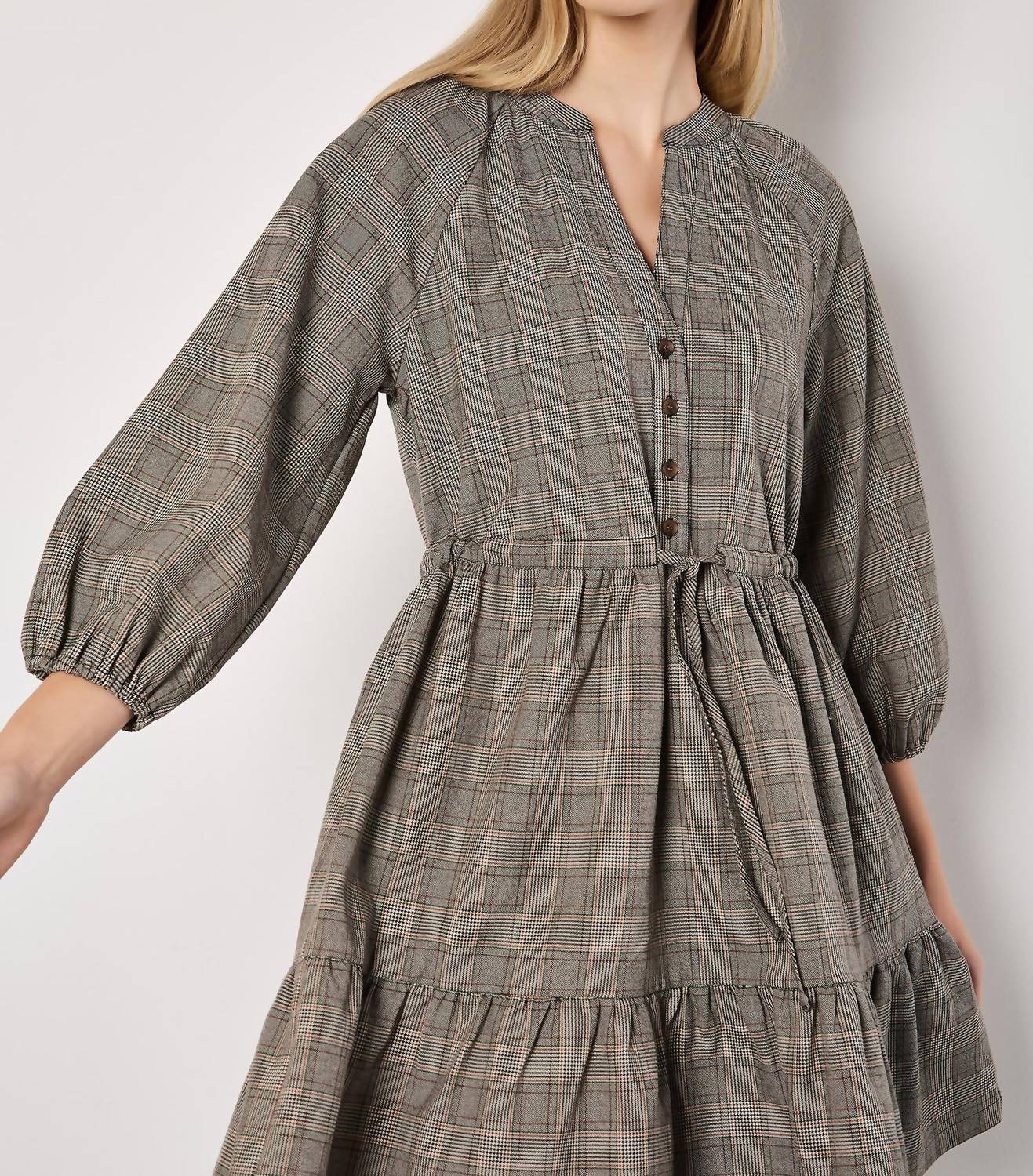 Apricot - HERITAGE CHECK RUFFLE HEM MINI DRESS