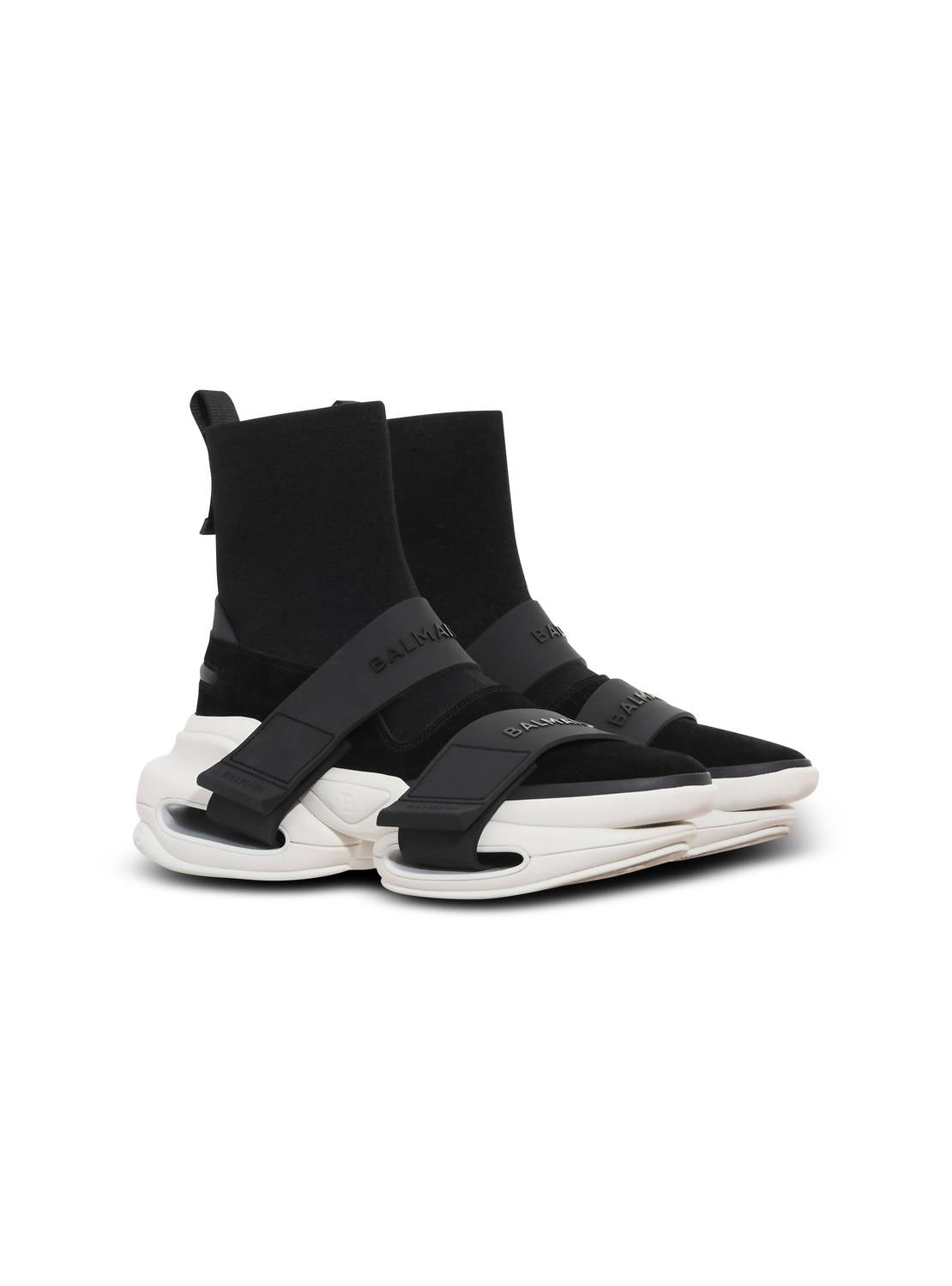 Balmain - Men's B Bold Strap Knit & Suede High-top Sneakers