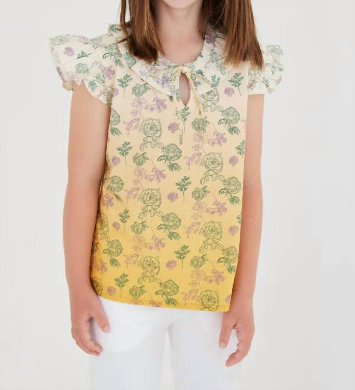 Sasha+Z - Floral Sketched Ombré Top