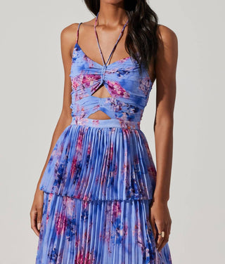 Astr - Vestido longo floral plissado Daytona