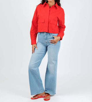 Oui - Women's Crop Boxy Blouse
