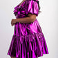 The Curve La - Plus Size Faux Leather Tiered Puff Sleeve Short Dress