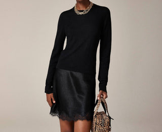 J.Crew - Suéter Carolyn com gola redonda e ajuste em lã merino
