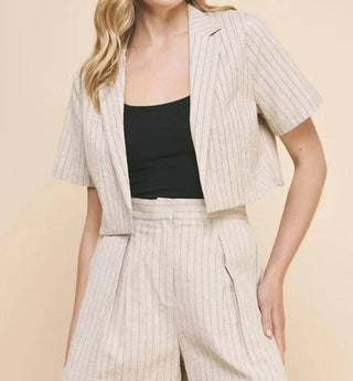 Allie Rose - Pinstripe Linen Blazer