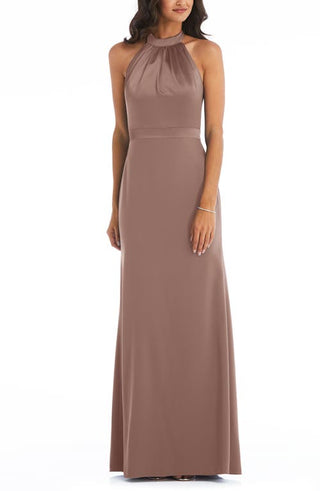 After Six Halter Neck Charmeuse Crepe Gown - Sienna