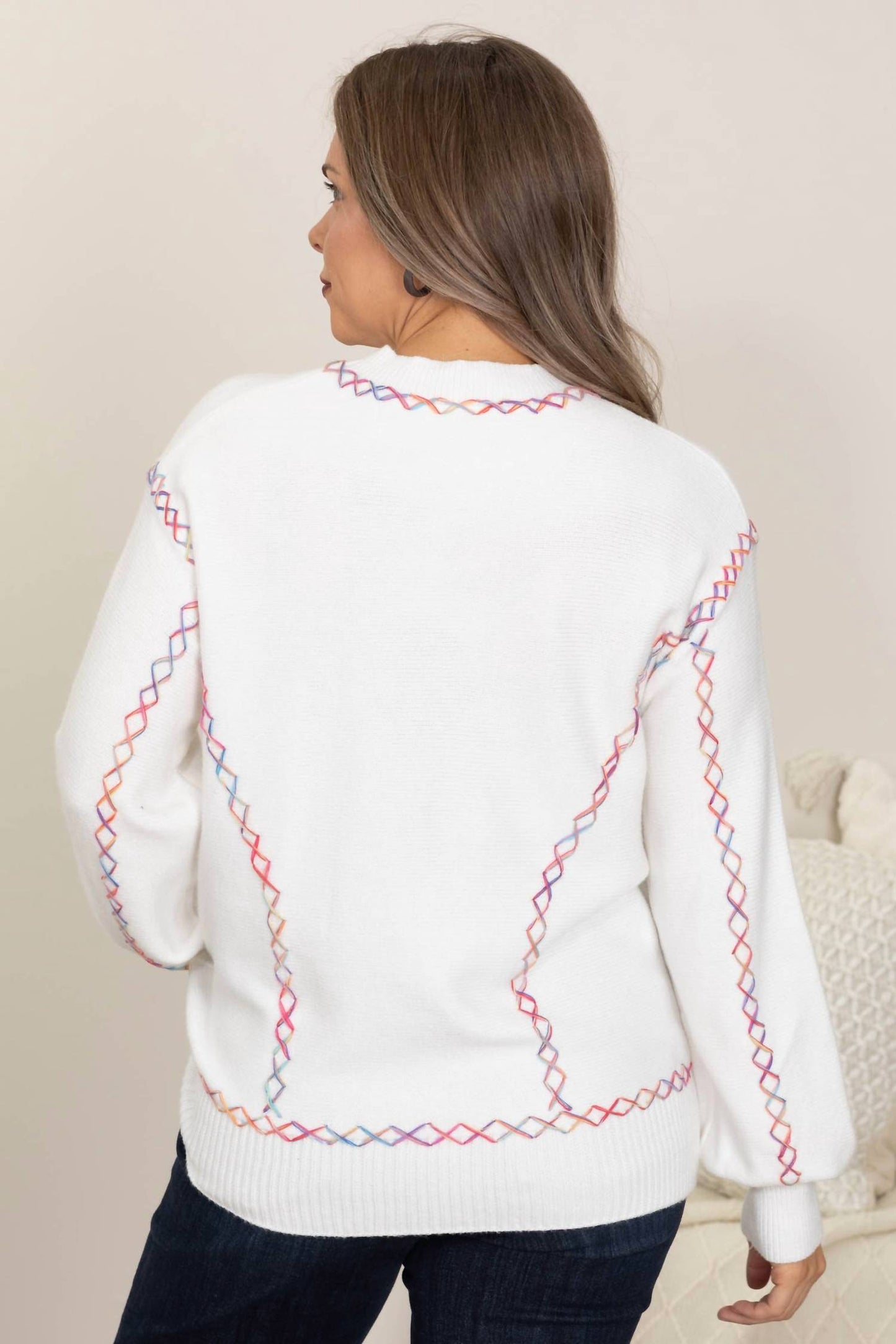 1 The Woman - Cute Color Block Stitching Sweater