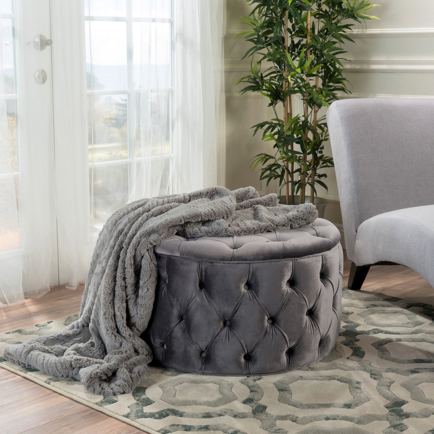 Modern Glam Ottoman Velvet