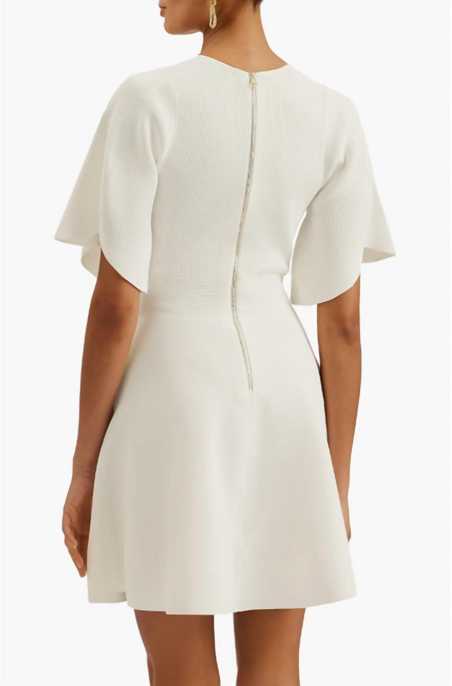 Ted Baker - Oliviha White Rib Knit Fit & Flare Mini Dress