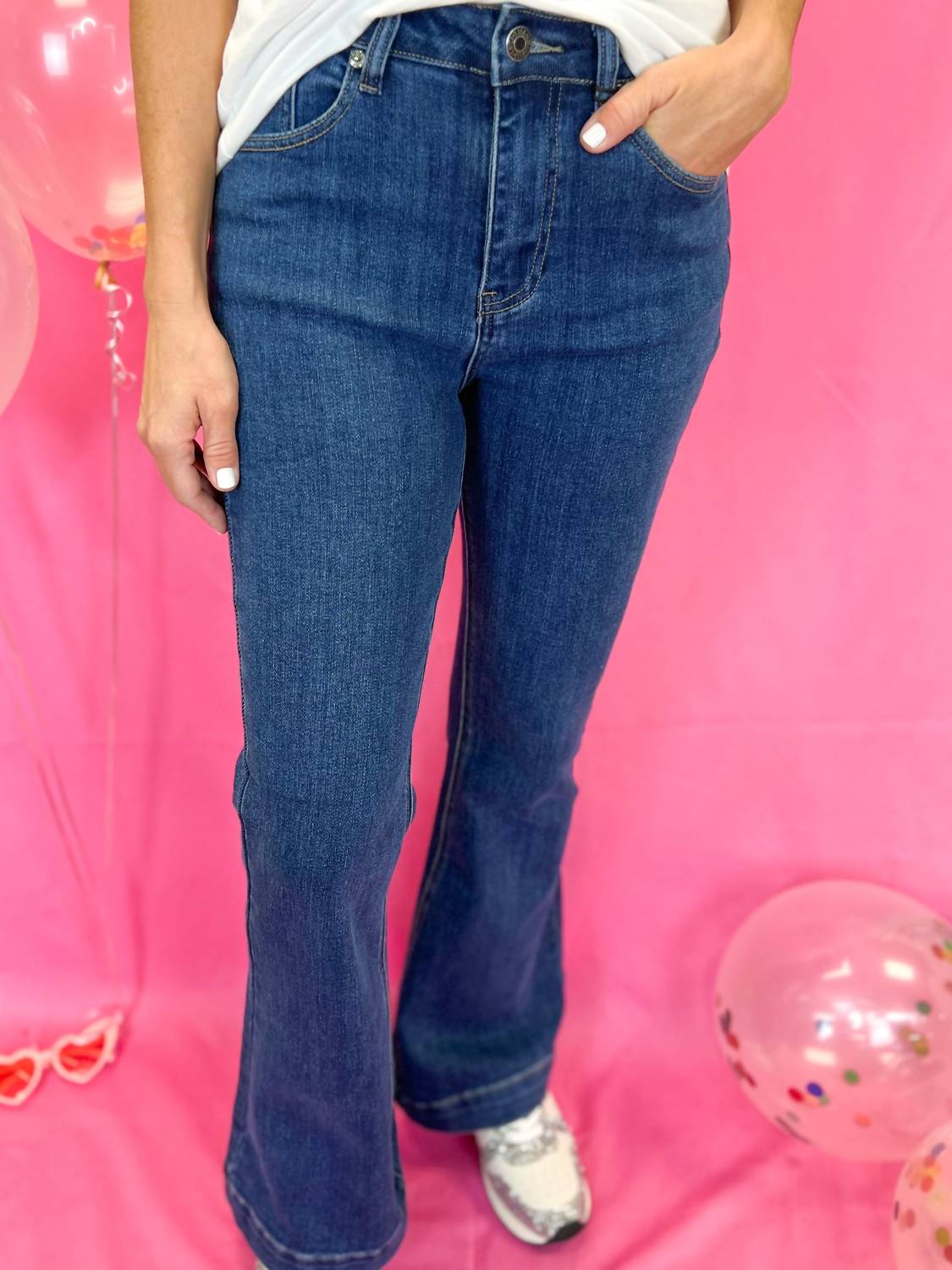 Risen - High Rise Clean Kick Flare Jeans