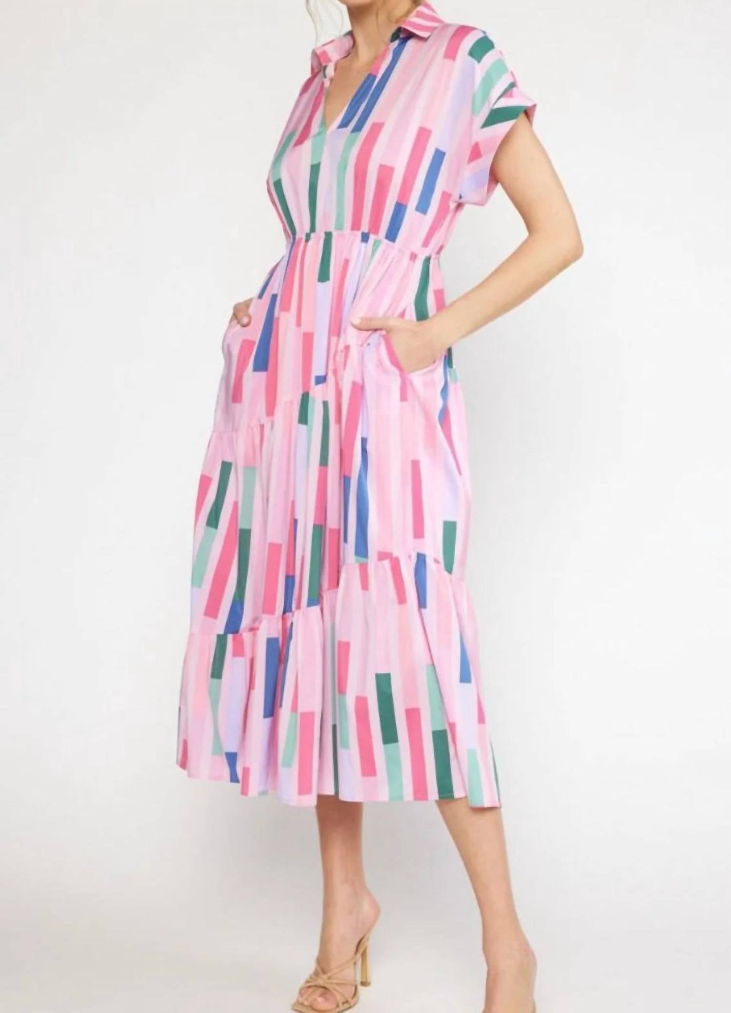 Entro - Striped Midi Dress